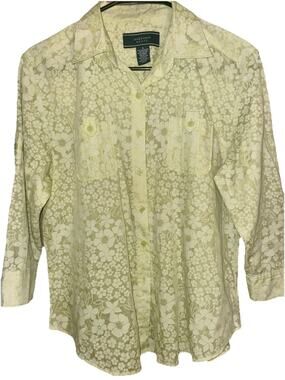 Vintage Joneswear Sport Super Thin Lightweight Button Down Floral Blouse Sz S